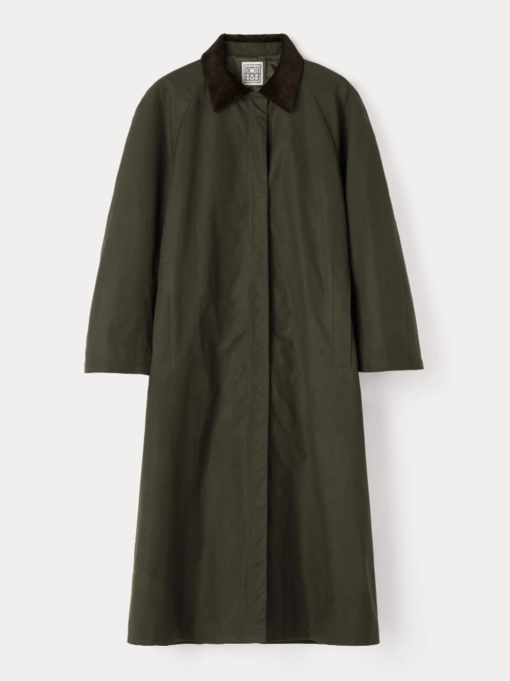Toteme Country Oversized Quilted Lined Corduroy Collar Coat Dark Forest Green